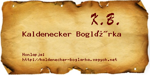 Kaldenecker Boglárka névjegykártya
